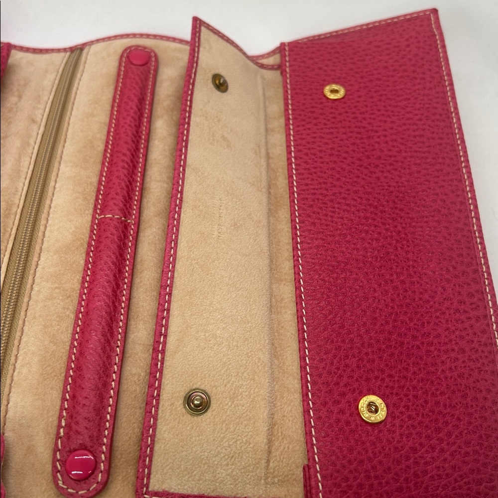 Gigliodoro Vintage Fuchsia Pink Pebbled Leather Bifold Wallet Clutch Purse 👛👛 - Picture 8 of 10